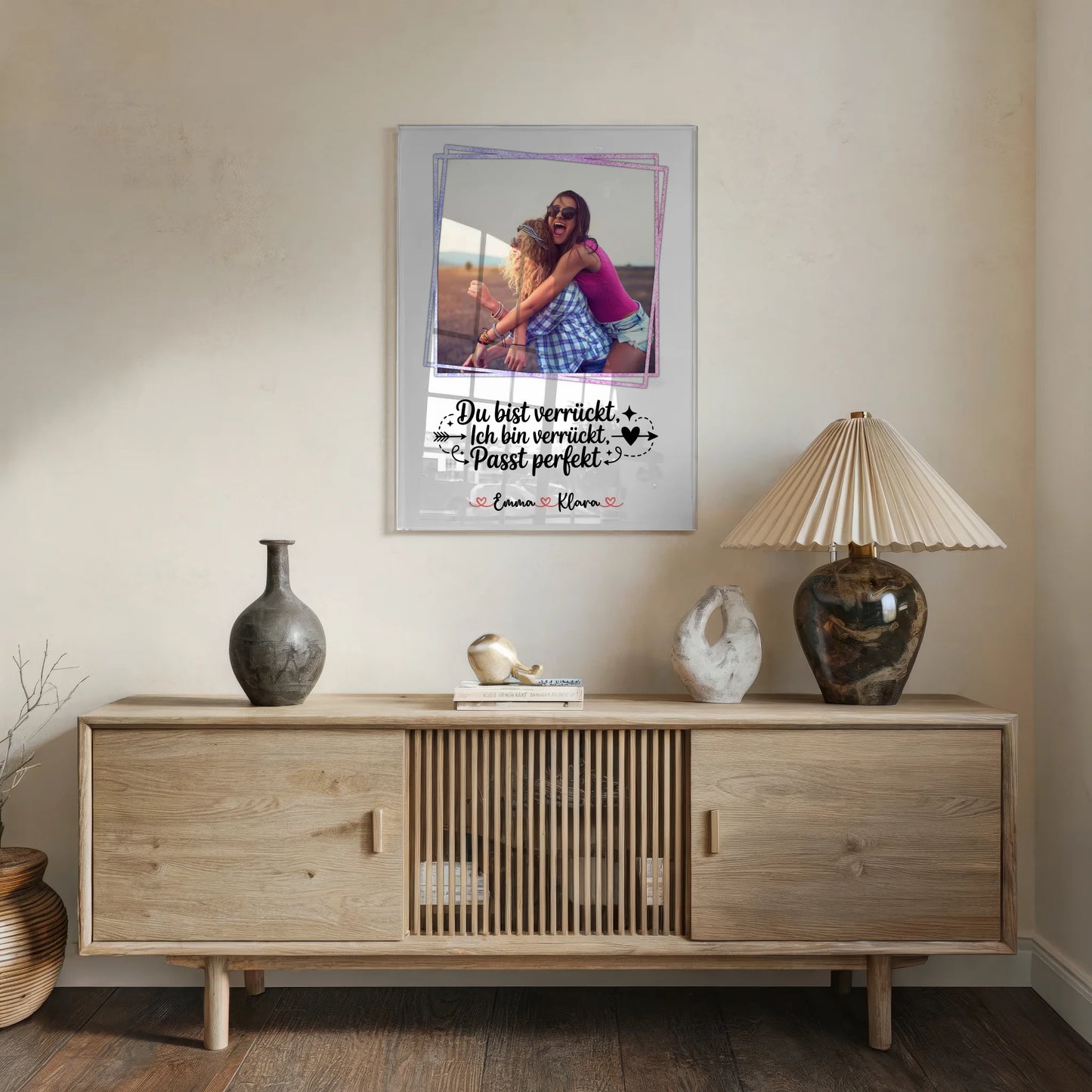 Freundinnen Bild Personalisiert Acrylglas - 1 Foto, Hintergrund, Namen & eigenen Spruch