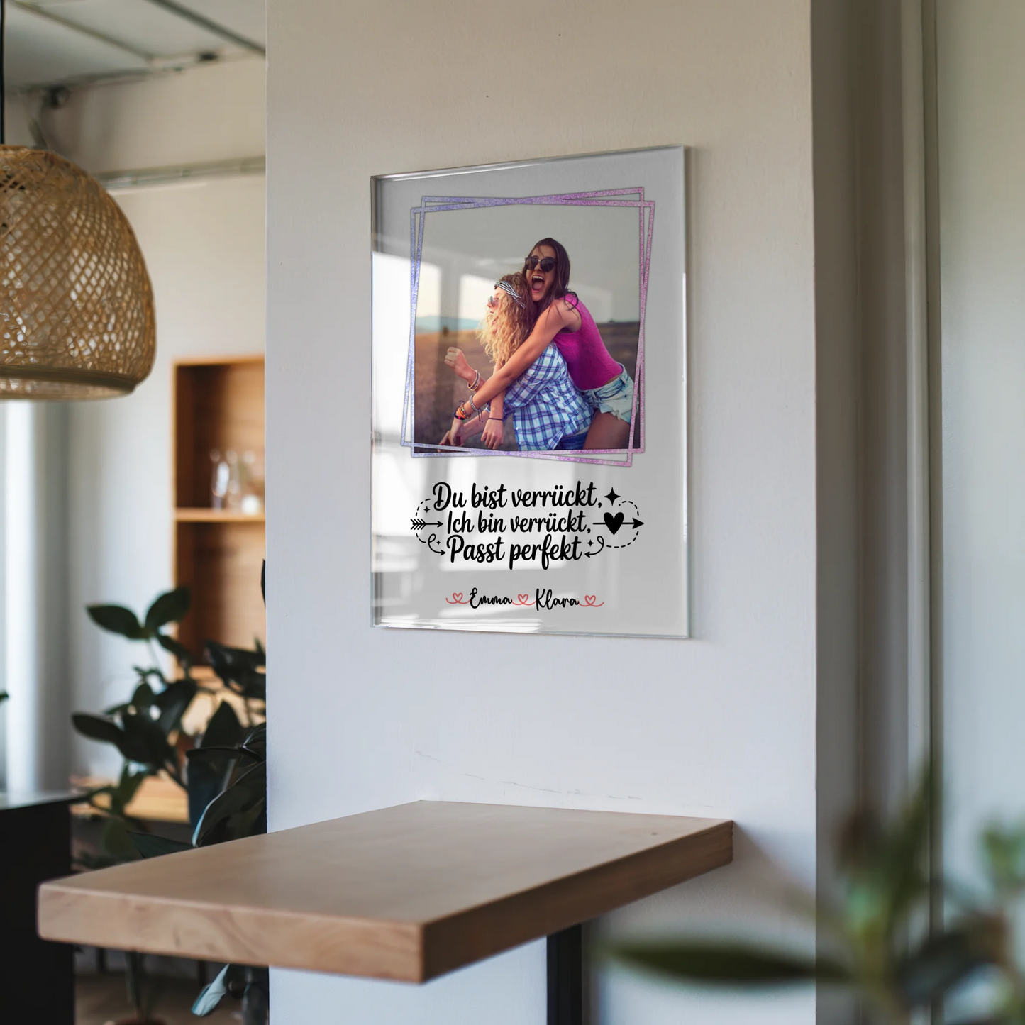 Freundinnen Bild Personalisiert Acrylglas - 1 Foto, Hintergrund, Namen & eigenen Spruch