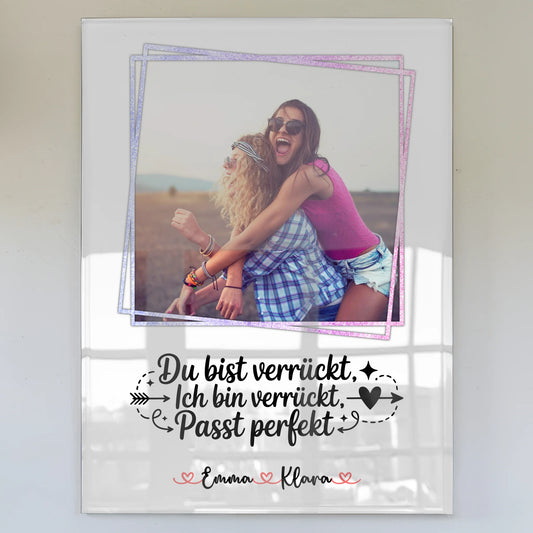 Freundinnen Bild Personalisiert Acrylglas - 1 Foto, Hintergrund, Namen & eigenen Spruch