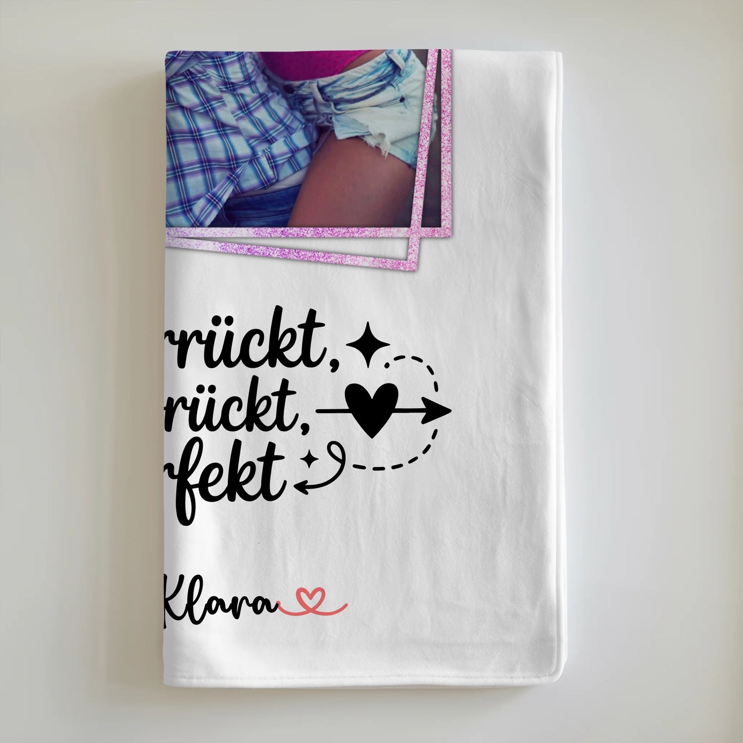 personalisierte Decke beste Freundin mit 1 Foto, Hintergrundbild, Namen & eigenem Spruch