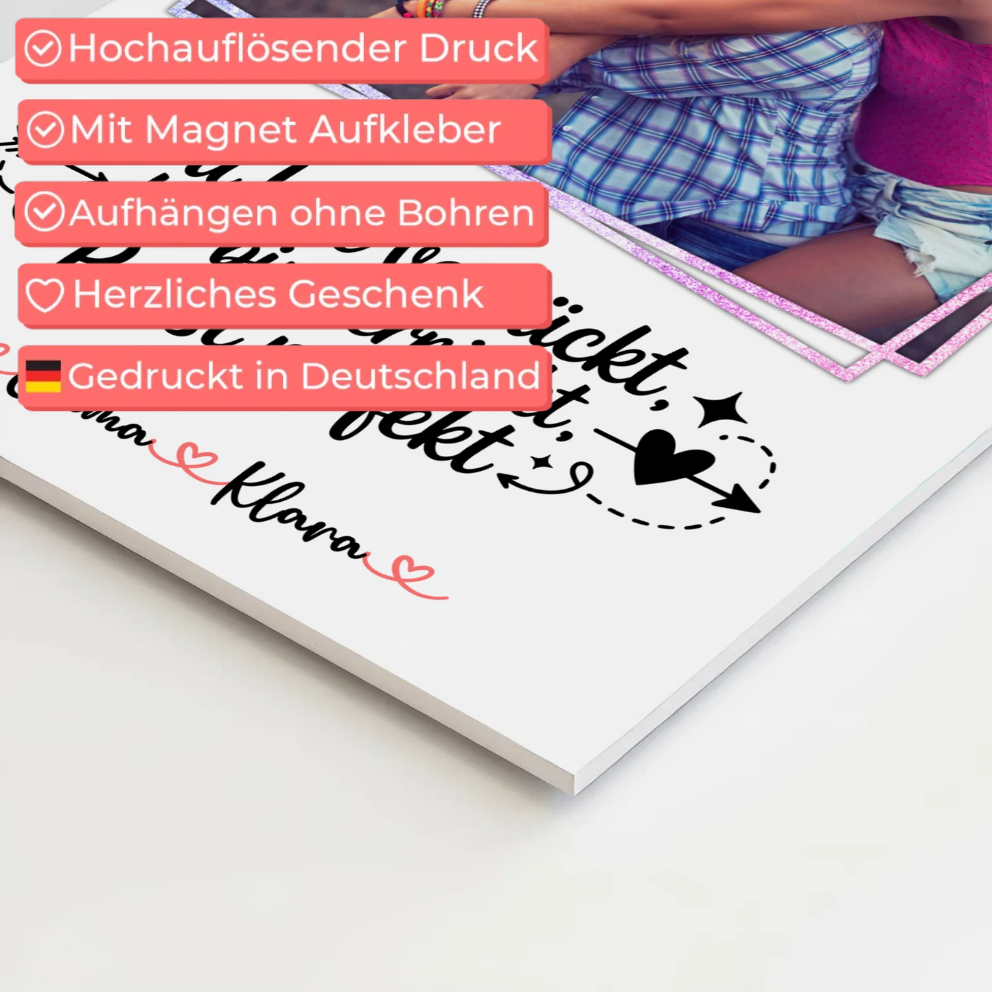 Fotoboard beste Freundinnen - Du verrückt Ich verrückt Passt mit 1 Foto, Namen & Wunschtext