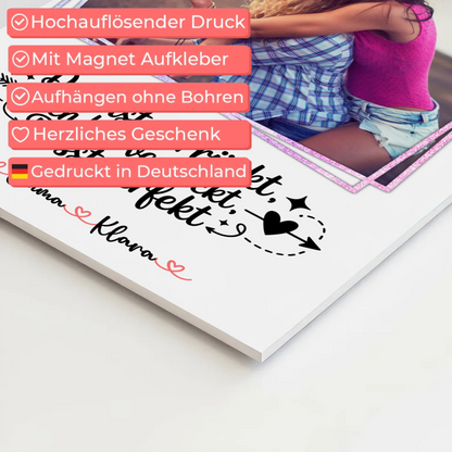 Fotoboard beste Freundinnen - Du verrückt Ich verrückt Passt mit 1 Foto, Namen & Wunschtext