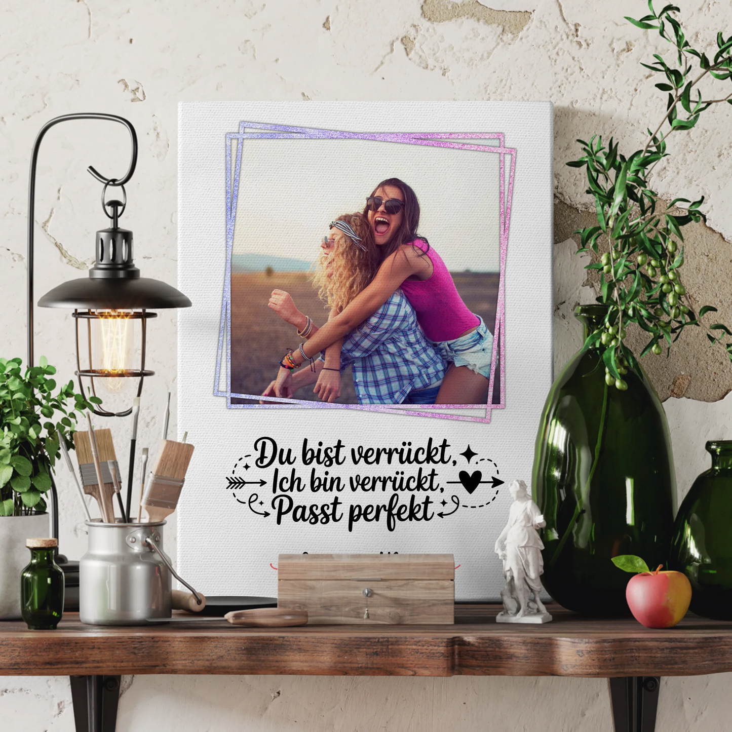 Leinwand Für Beste Freundin mit Foto, Namen & Wunschtext - Du verrückt Ich verrückt