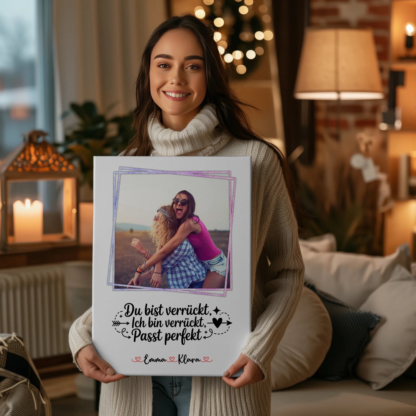 Leinwand Für Beste Freundin mit Foto, Namen & Wunschtext - Du verrückt Ich verrückt