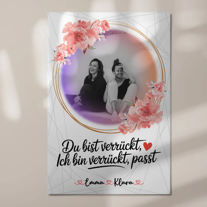 Beste Freundin Fotoboard mit 1 Foto, Namen und eigenem Spruch