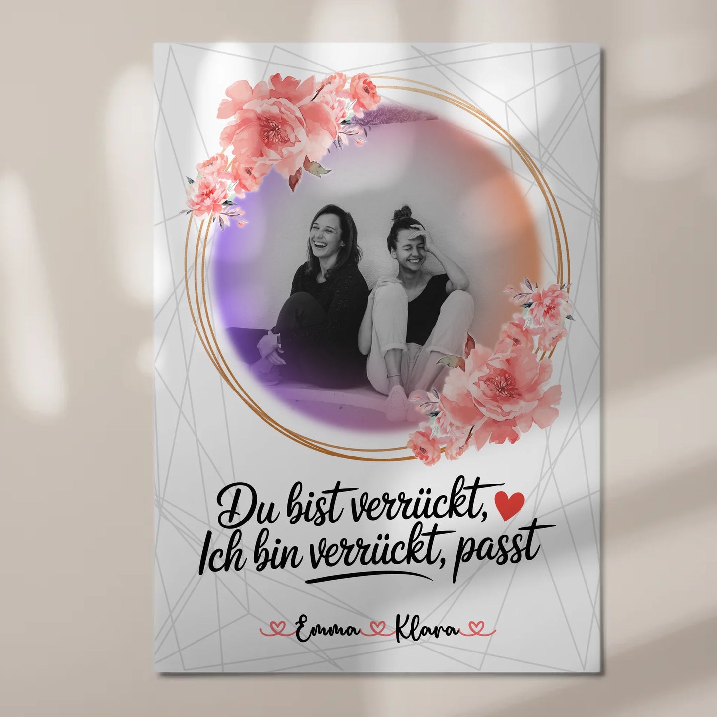 Beste Freundin Fotoboard mit 1 Foto, Namen und eigenem Spruch