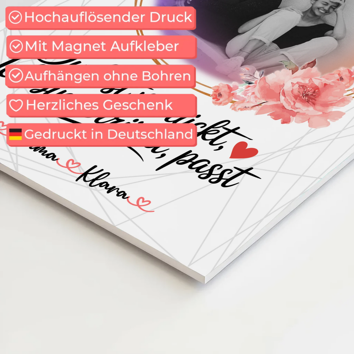 Beste Freundin Fotoboard mit 1 Foto, Namen und eigenem Spruch