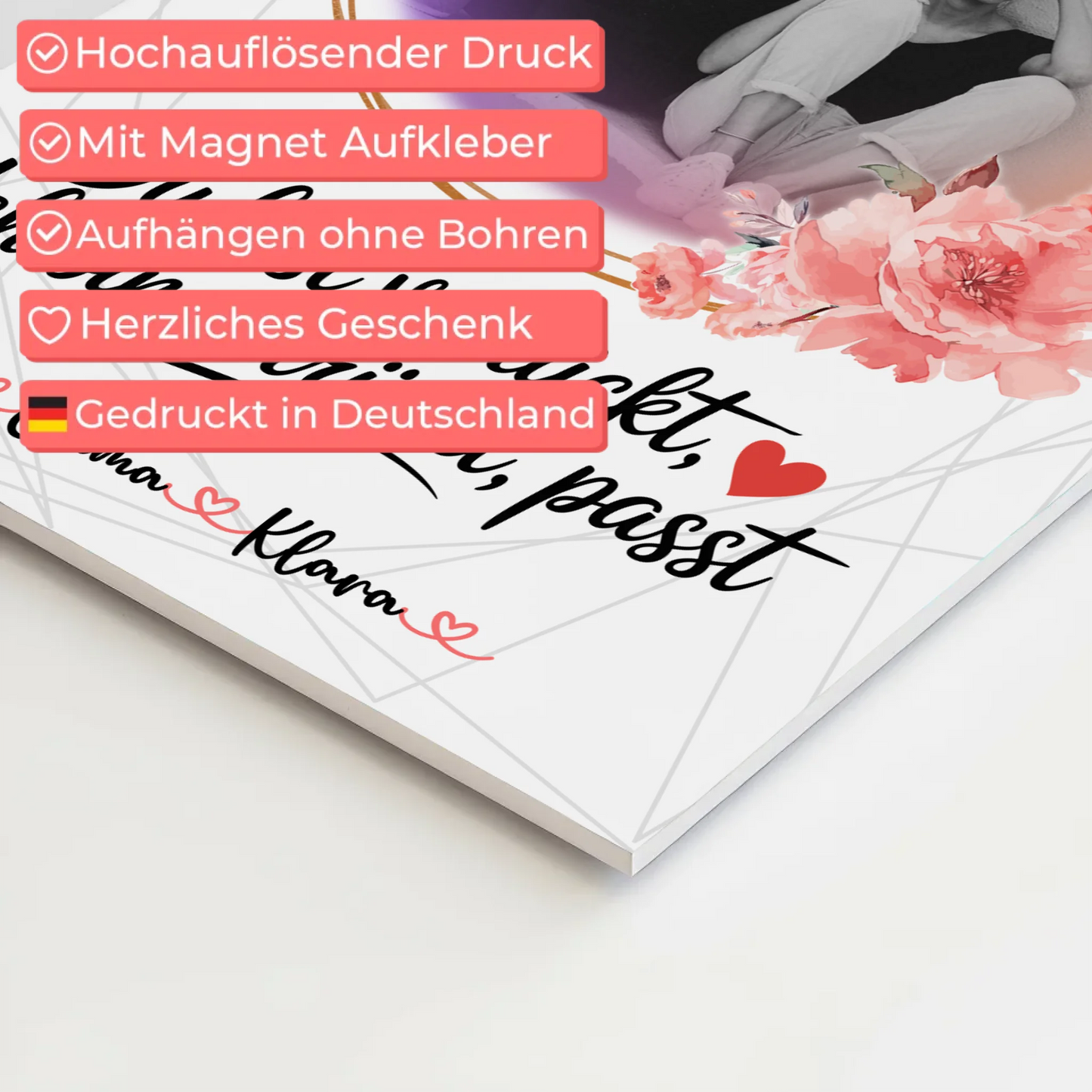 Beste Freundin Fotoboard mit 1 Foto, Namen und eigenem Spruch