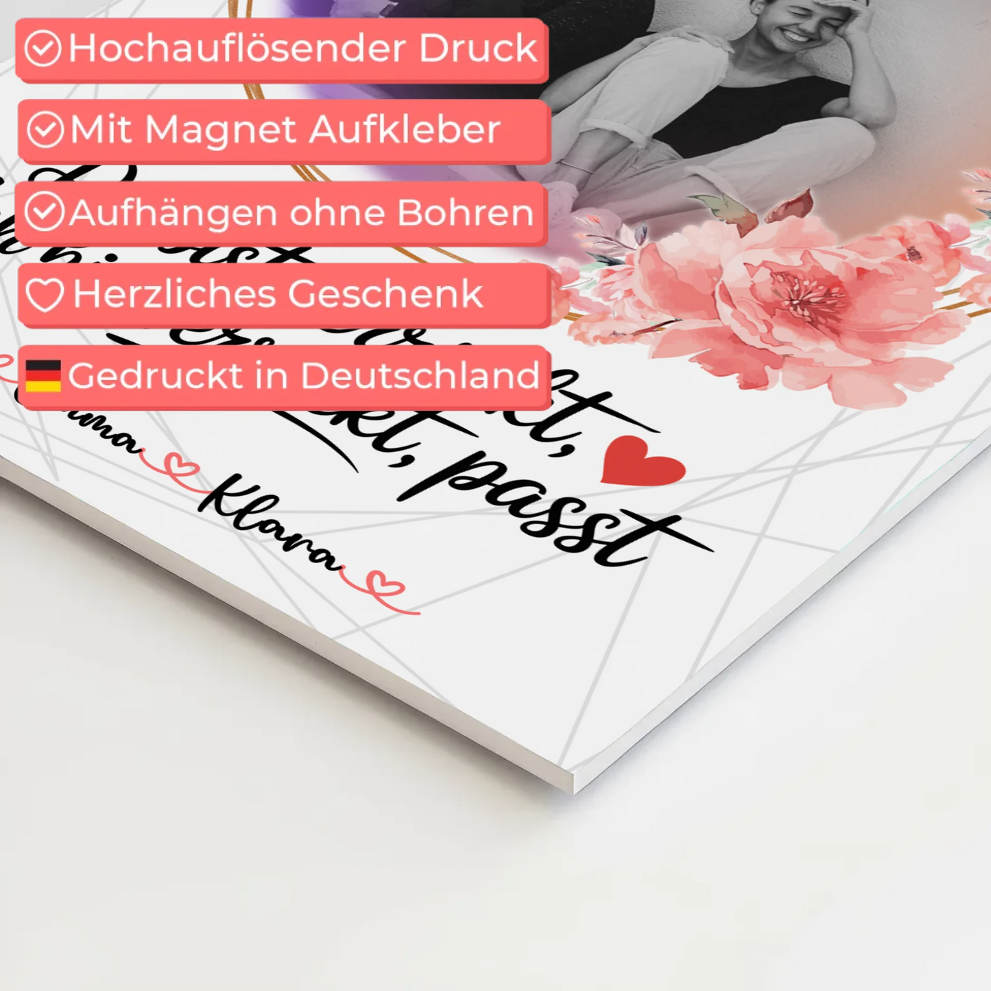 Beste Freundin Fotoboard mit 1 Foto, Namen und eigenem Spruch