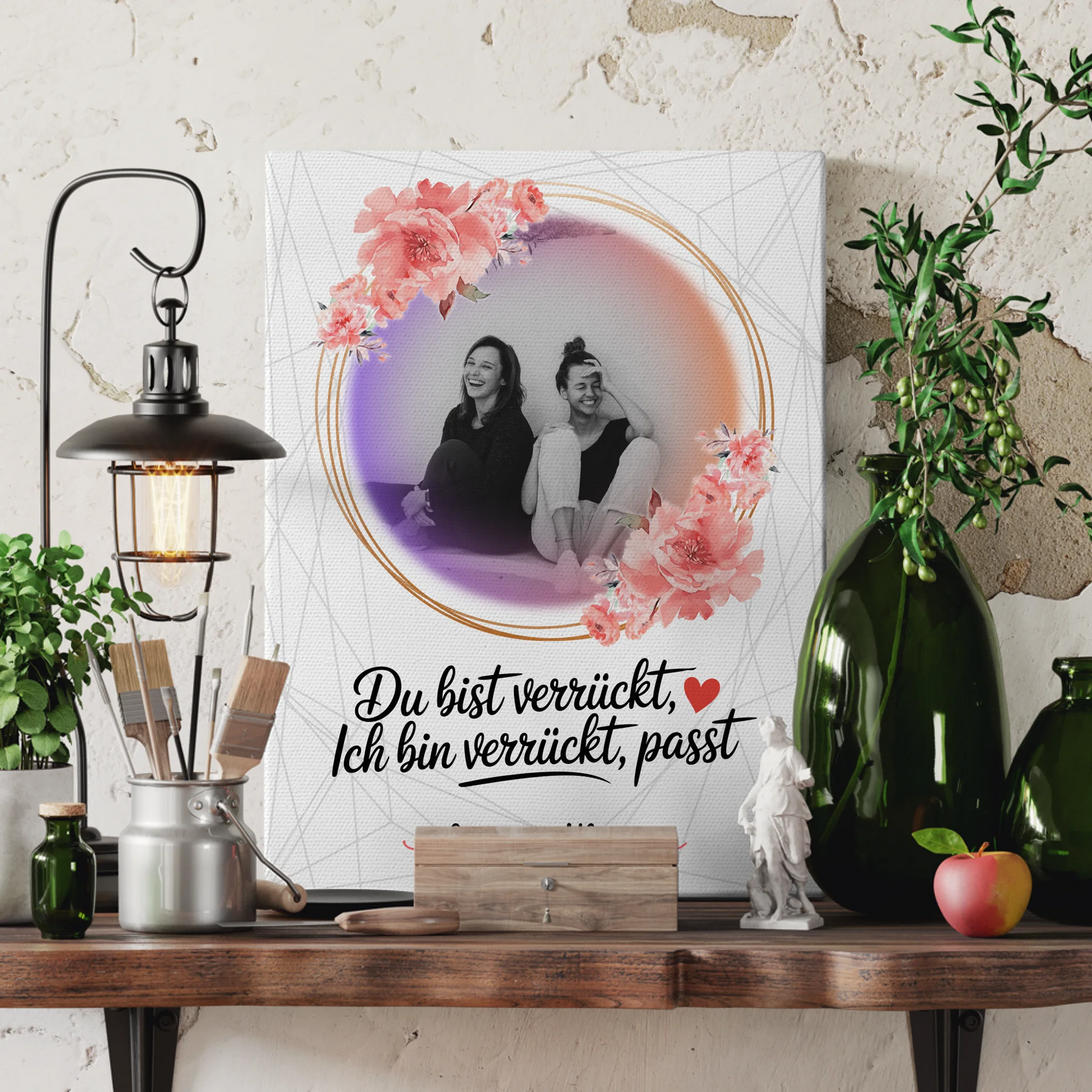 Geschenk beste Freundin Leinwand mit Foto, Namen & eigener Wunschtext