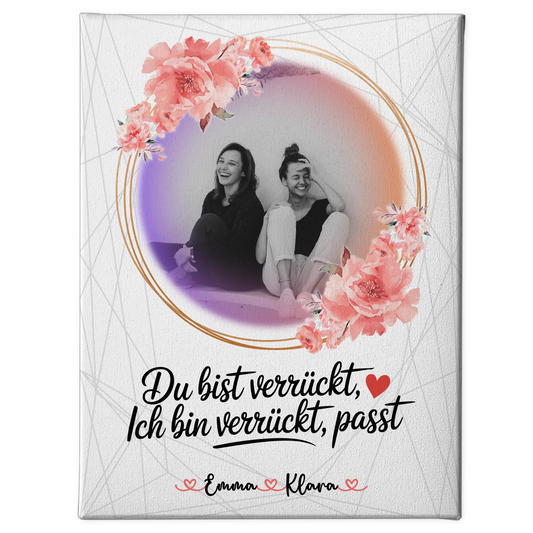 Geschenk beste Freundin Leinwand mit Foto, Namen & eigener Wunschtext