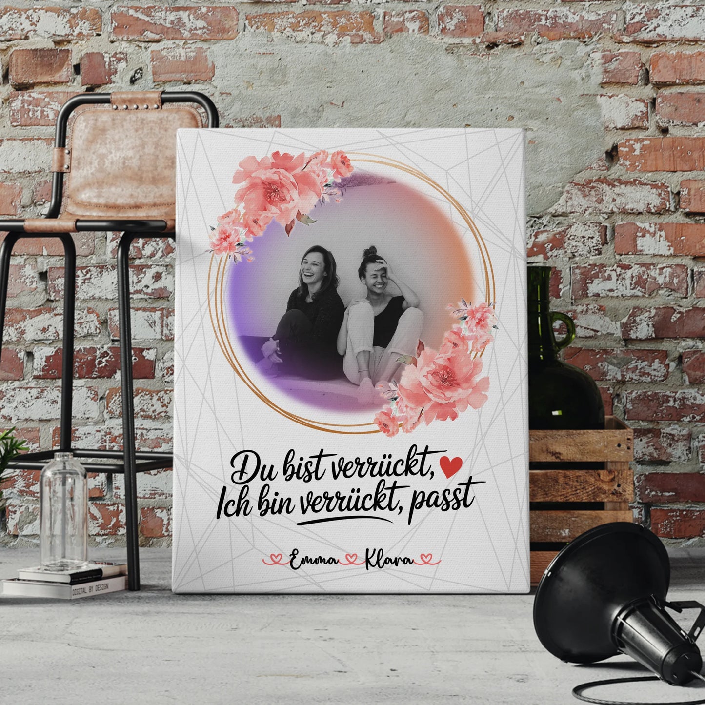 Geschenk beste Freundin Leinwand mit Foto, Namen & eigener Wunschtext