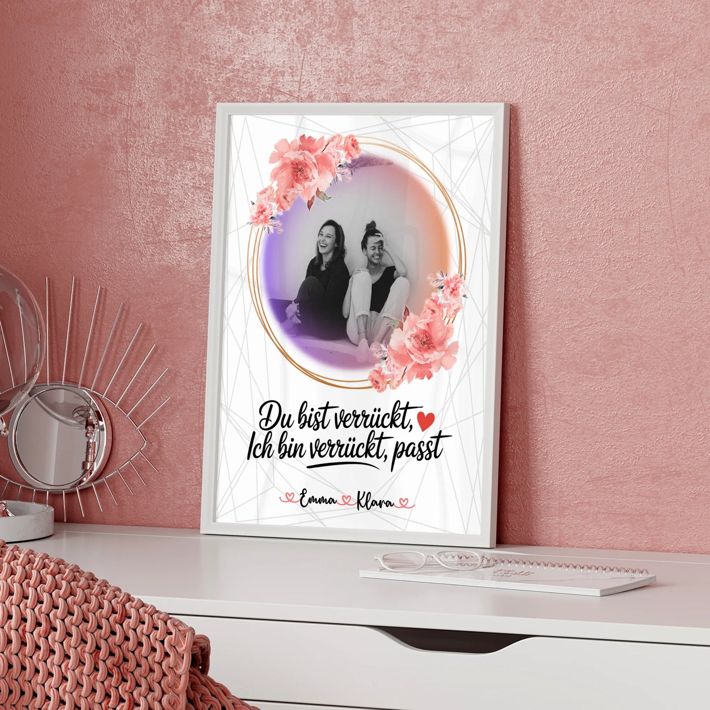 Poster mit Foto beste Freundin Black & White personalisiert mit Namen und Spruch