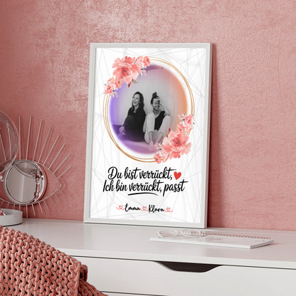 Poster mit Foto beste Freundin Black & White personalisiert mit Namen und Spruch
