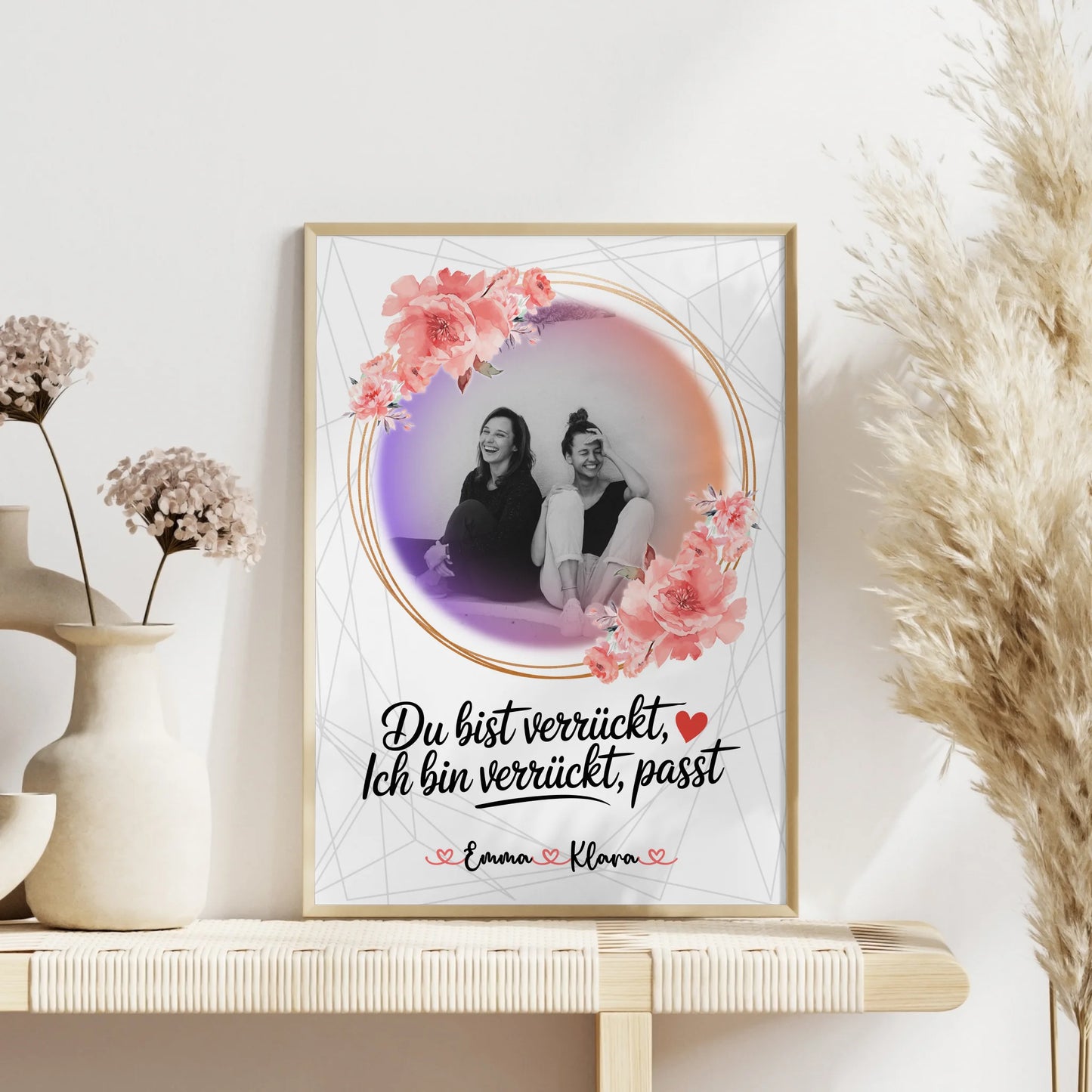 Poster mit Foto beste Freundin Black & White personalisiert mit Namen und Spruch