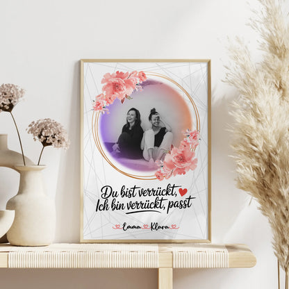 Poster mit Foto beste Freundin Black & White personalisiert mit Namen und Spruch