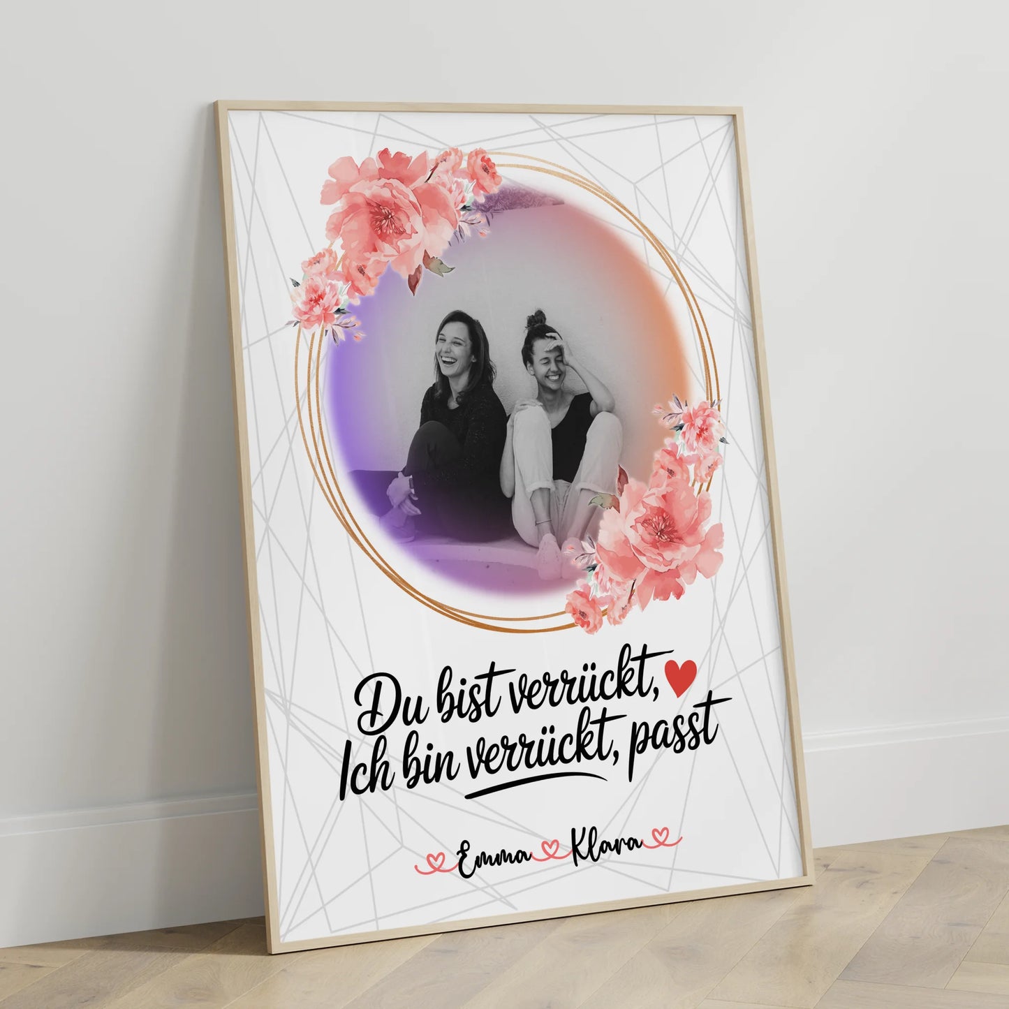 Poster mit Foto beste Freundin Black & White personalisiert mit Namen und Spruch