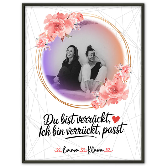 Poster mit Foto beste Freundin Black & White personalisiert mit Namen und Spruch