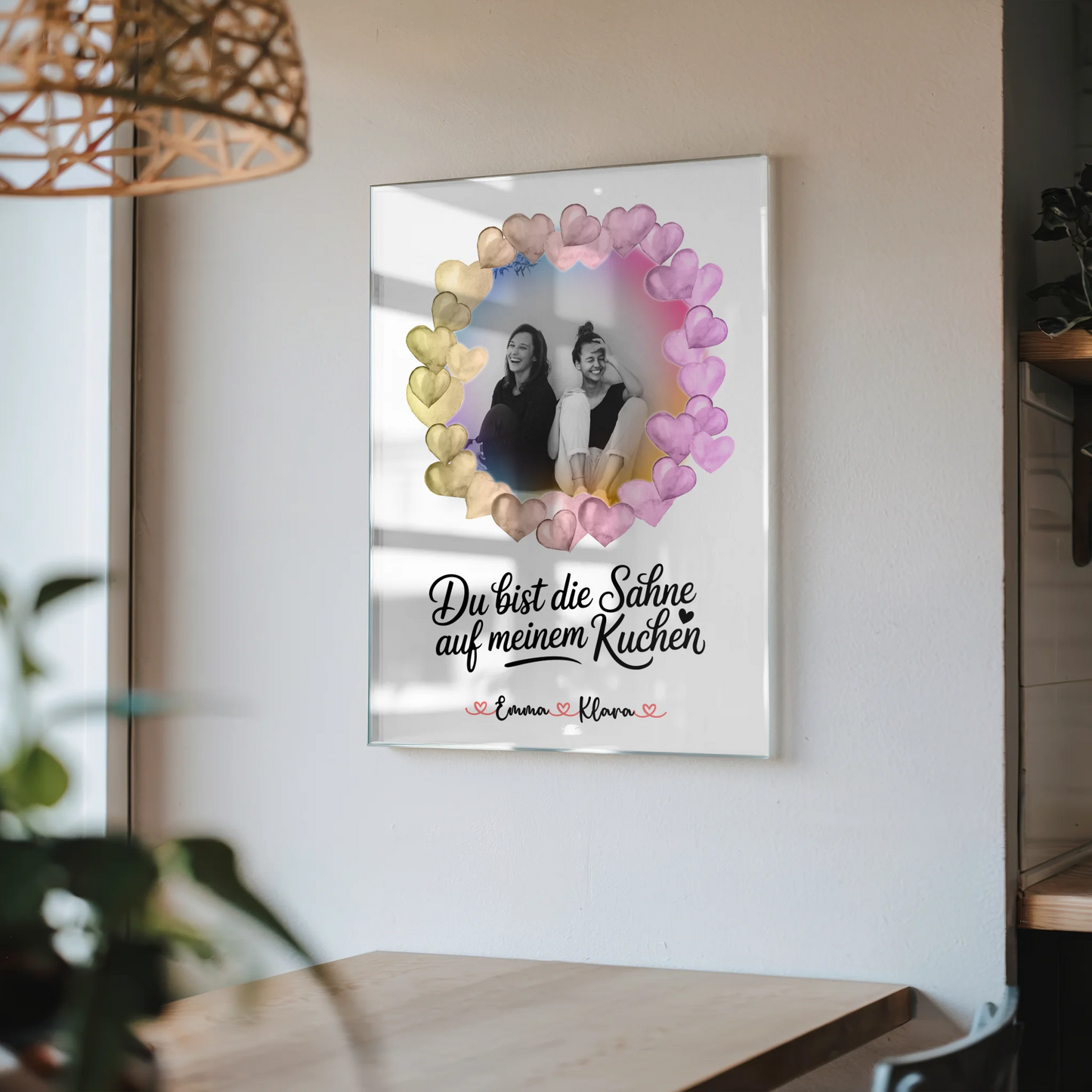 Acrylglas Bild Fotogeschenk beste Freundin Namen & Du bist die Sahne