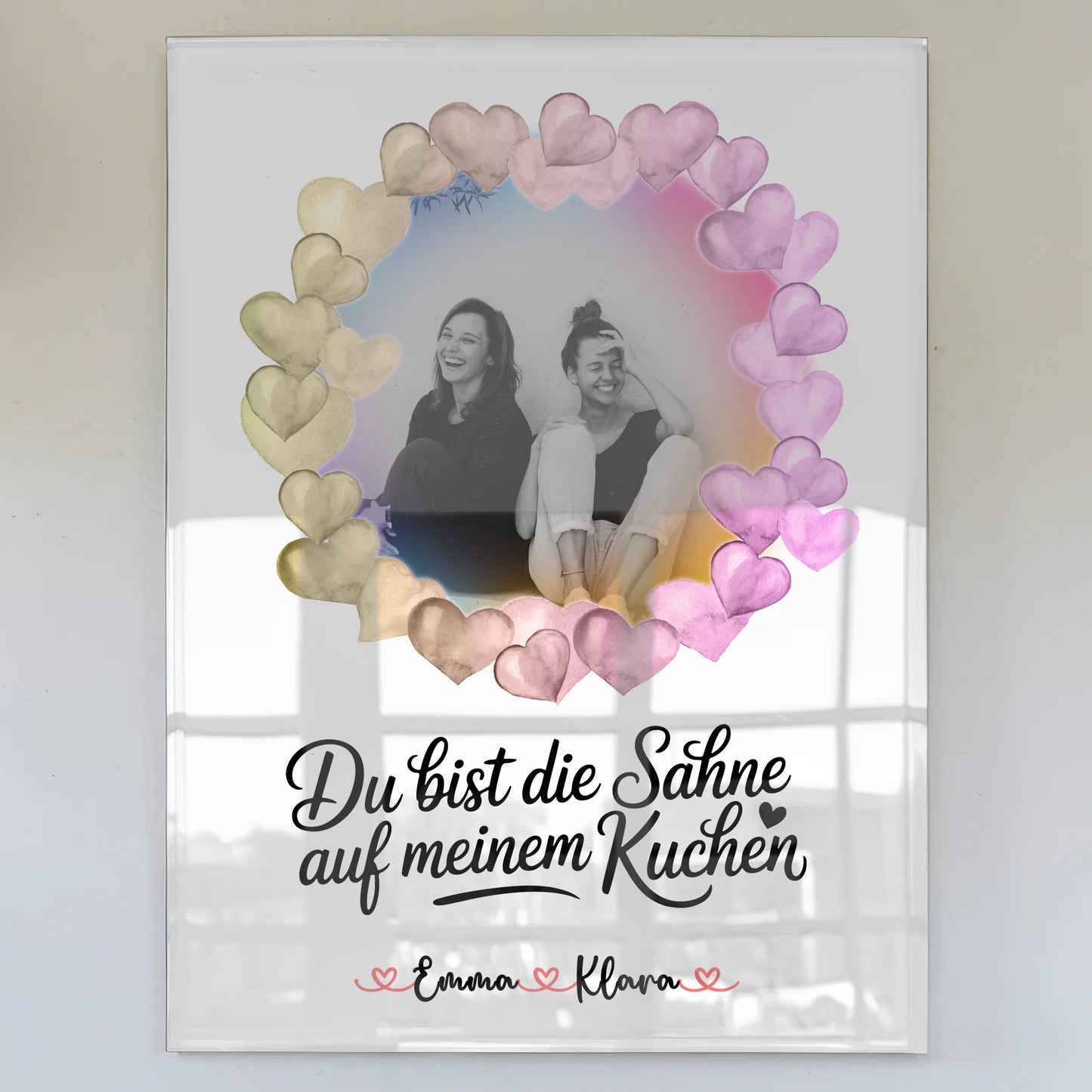 Acrylglas Bild Fotogeschenk beste Freundin Namen & Du bist die Sahne