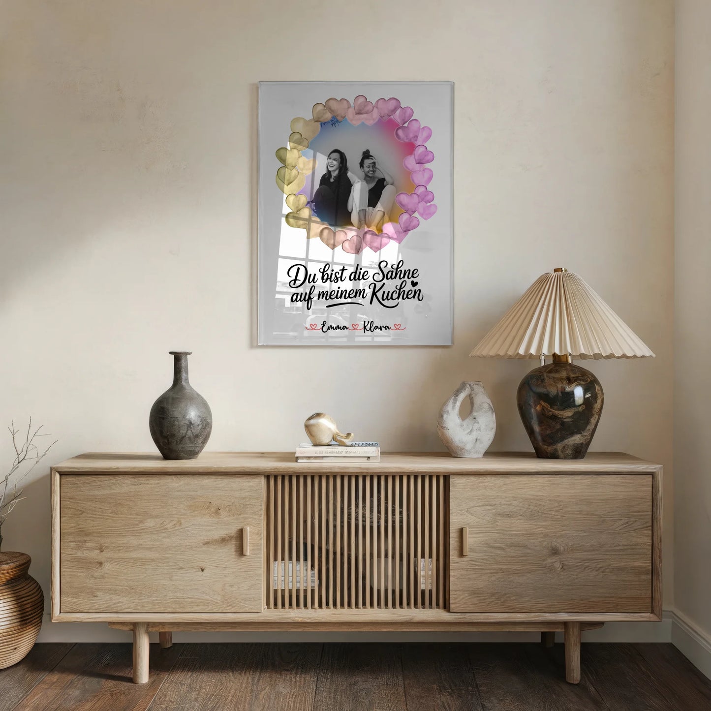 Acrylglas Bild Fotogeschenk beste Freundin Namen & Du bist die Sahne