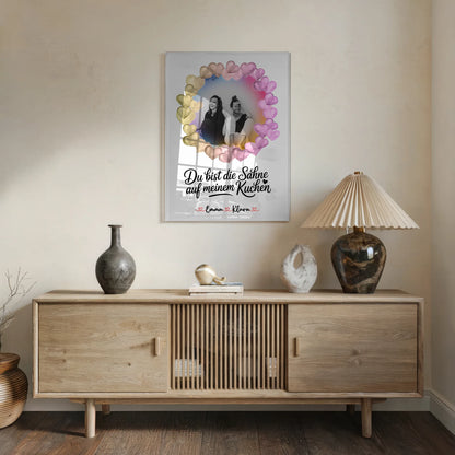 Acrylglas Bild Fotogeschenk beste Freundin Namen & Du bist die Sahne