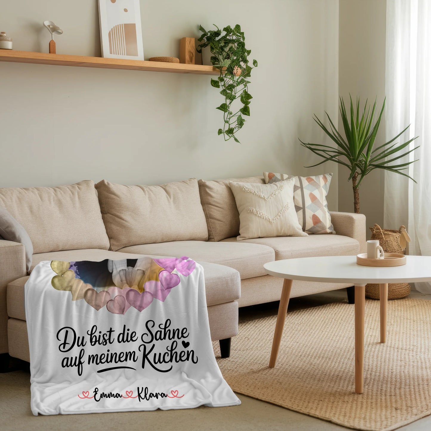 Decke mit Foto beste Freundin - Du bist die Sahne mit Namen & Spruch