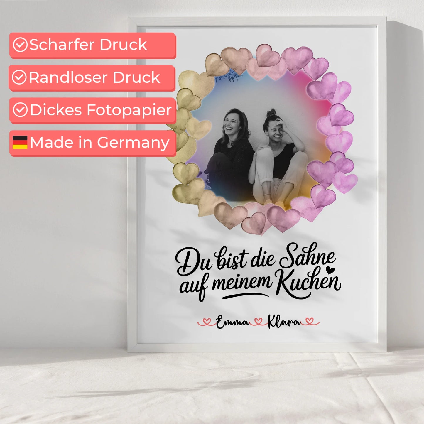 Beste Freundinnen Poster Personalisiert mit Foto, Namen & Spruch