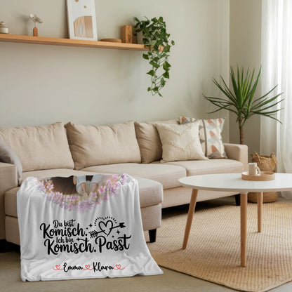 Personalisierte Decke Mit Namen Mit Foto - Beste Freundin mit Wunschtext