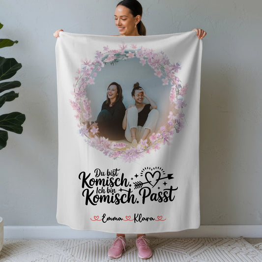 Personalisierte Decke Mit Namen Mit Foto - Beste Freundin mit Wunschtext