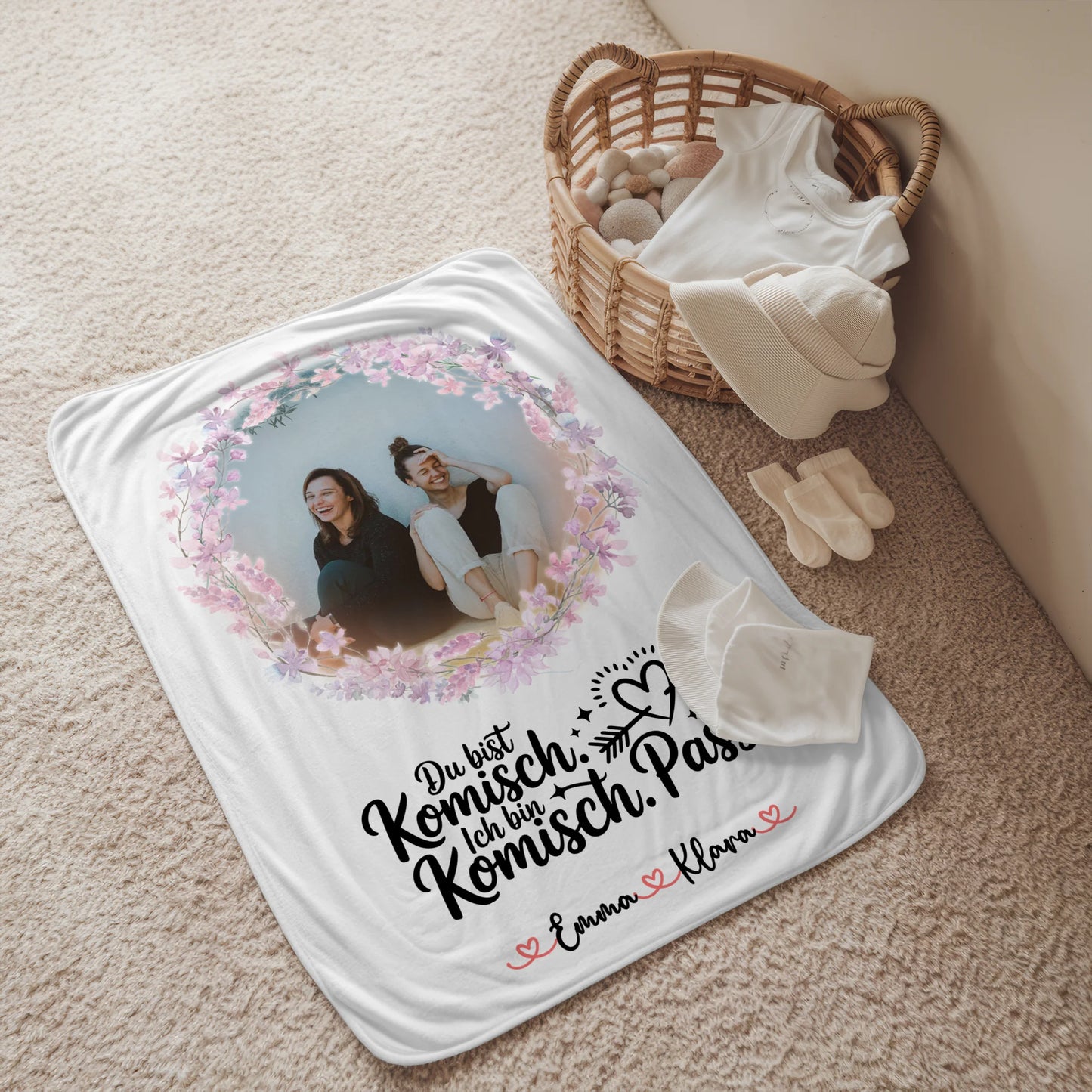 Personalisierte Decke Mit Namen Mit Foto - Beste Freundin mit Wunschtext