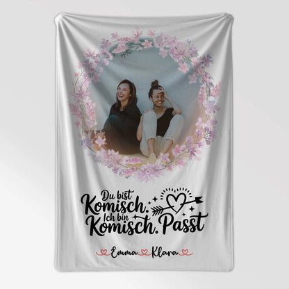 Personalisierte Decke Mit Namen Mit Foto - Beste Freundin mit Wunschtext