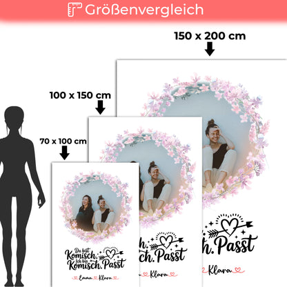 Personalisierte Decke Mit Namen Mit Foto - Beste Freundin mit Wunschtext