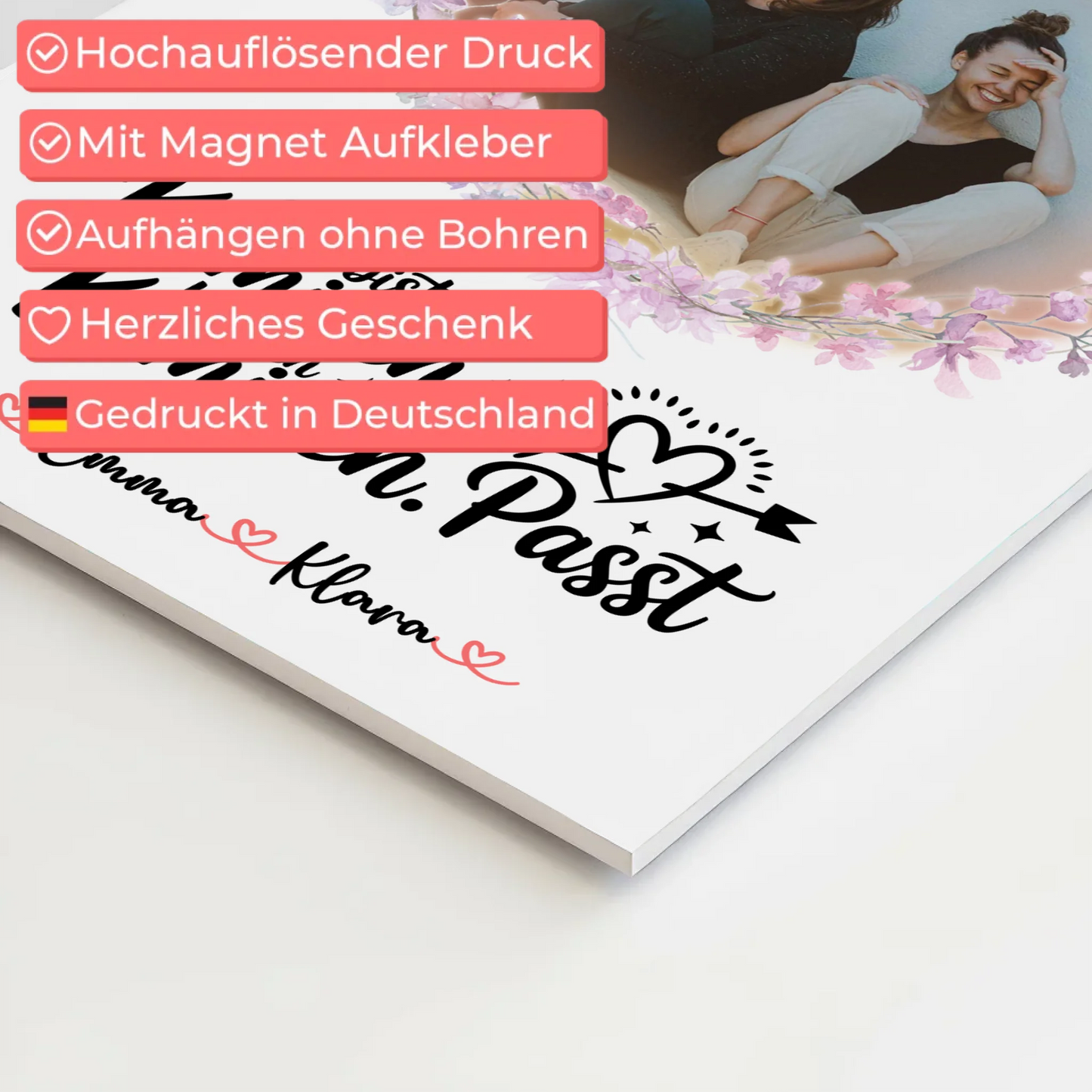 Fotoboard Geschenk beste Freundin personalisiert mit Foto, Namen & eigenem Spruch