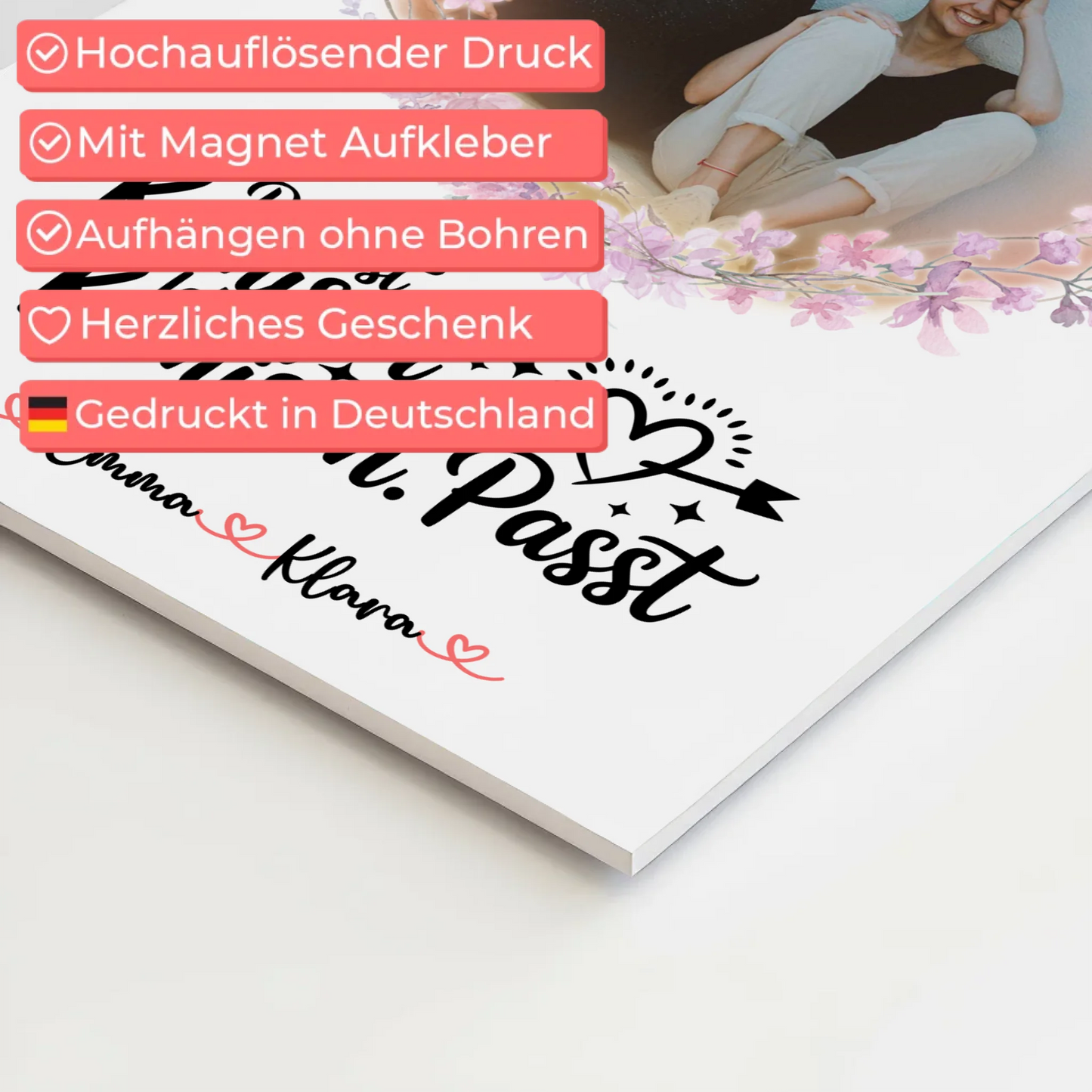 Fotoboard Geschenk beste Freundin personalisiert mit Foto, Namen & eigenem Spruch