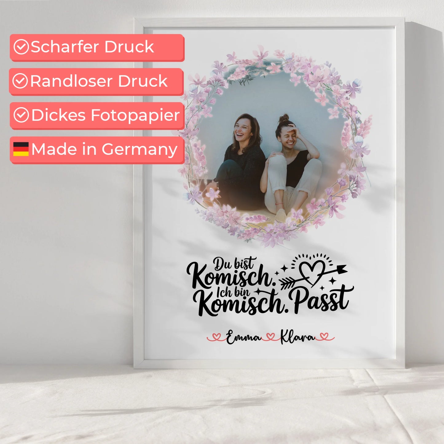 Poster Beste Freundin Personalisiert - Mit Foto, Namen, Hintergrundbild & Spruch