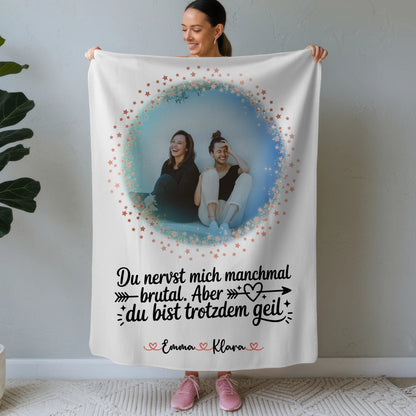 Beste Freundin Decke mit Foto, Namen & eigenem Spruch