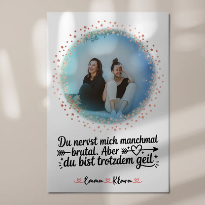 Beste Freundin Geschenk Fotoboard mit Foto, Namen & Spruch