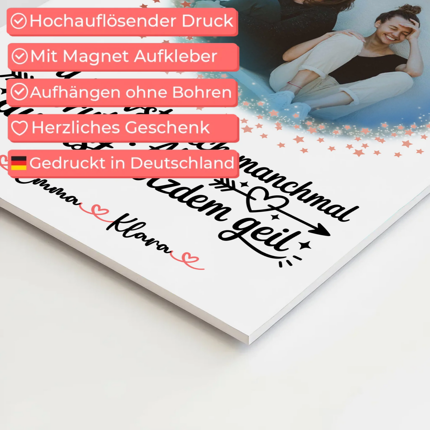 Beste Freundin Geschenk Fotoboard mit Foto, Namen & Spruch