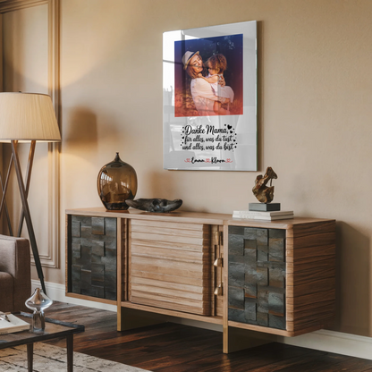 Mama Plakat Acrylglas Bild Personalisierbar Mit Foto & Namen Danke Mama für alles