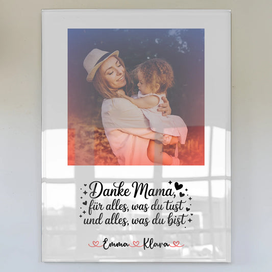 Mama Plakat Acrylglas Bild Personalisierbar Mit Foto & Namen Danke Mama für alles