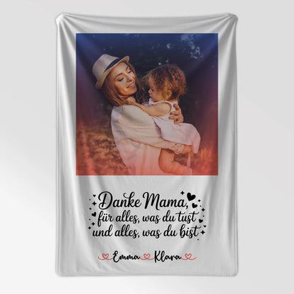 Personalisierte Decke Mama Mit Foto & Namen - Danke Mama für alles, mit Wunschtext