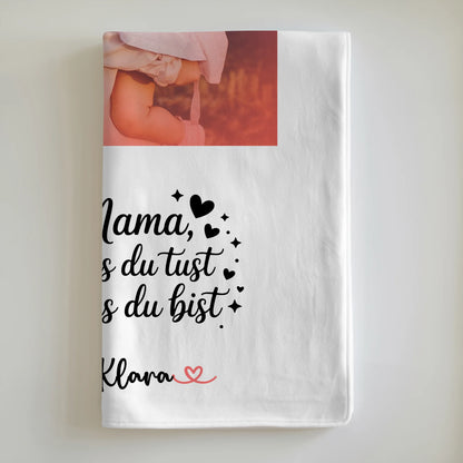 Personalisierte Decke Mama Mit Foto & Namen - Danke Mama für alles, mit Wunschtext