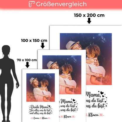 Personalisierte Decke Mama Mit Foto & Namen - Danke Mama für alles, mit Wunschtext