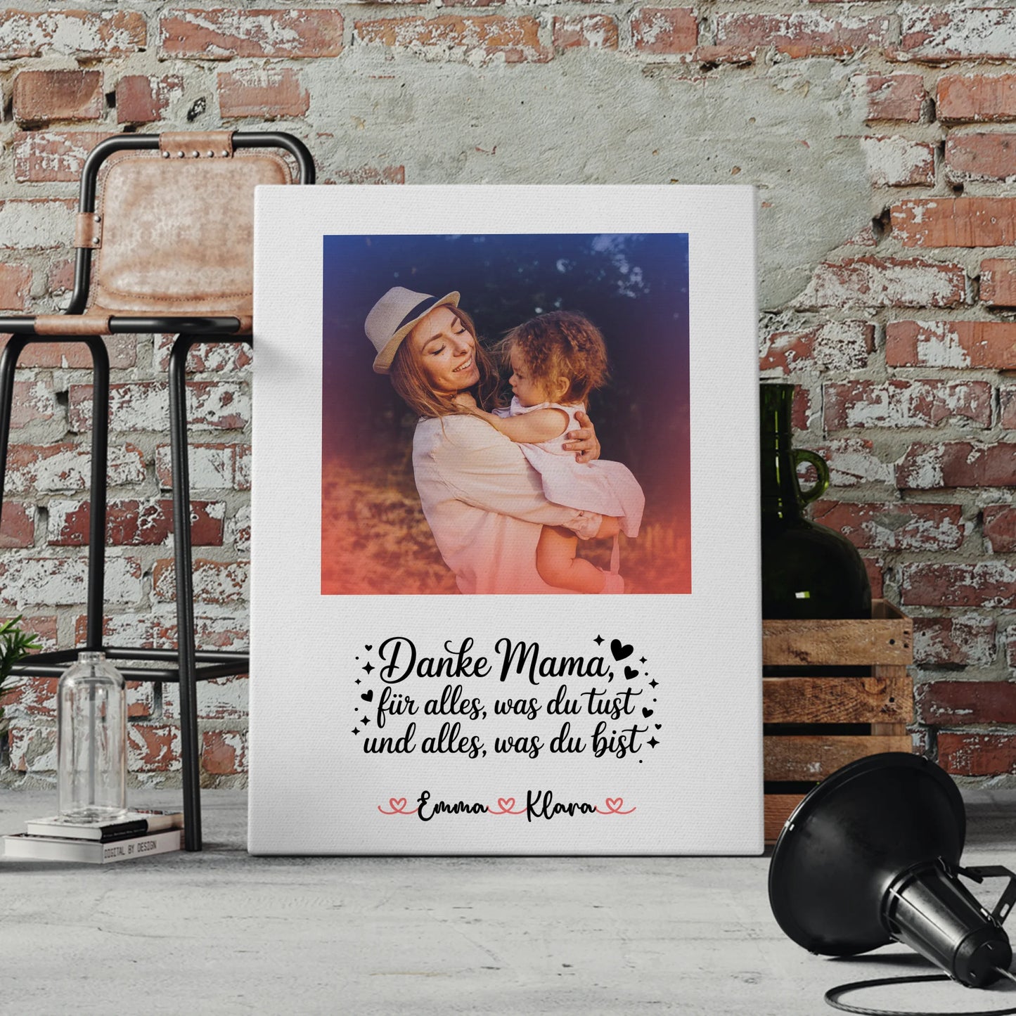 Mama Leinwand - Danke Mama für alles, personalisiert mit 1 Foto, Namen & Wunschtext