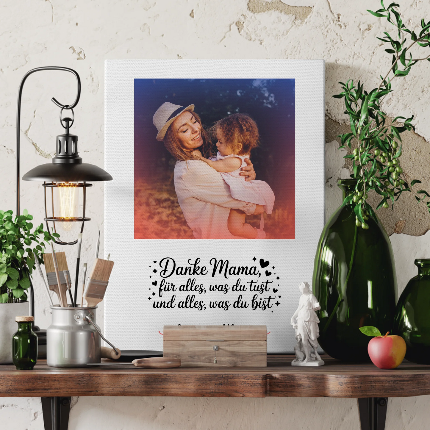 Mama Leinwand - Danke Mama für alles, personalisiert mit 1 Foto, Namen & Wunschtext