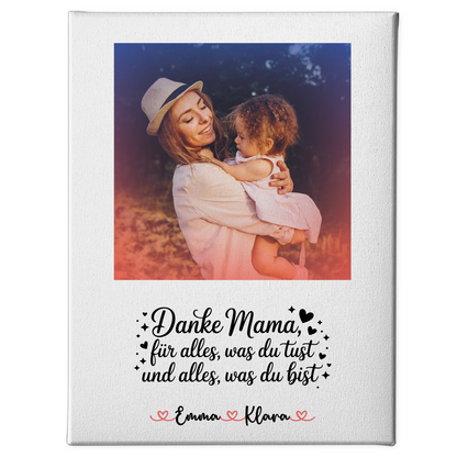 Mama Leinwand - Danke Mama für alles, personalisiert mit 1 Foto, Namen & Wunschtext