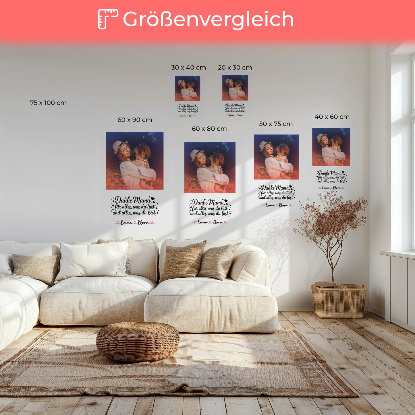Mama Leinwand - Danke Mama für alles, personalisiert mit 1 Foto, Namen & Wunschtext