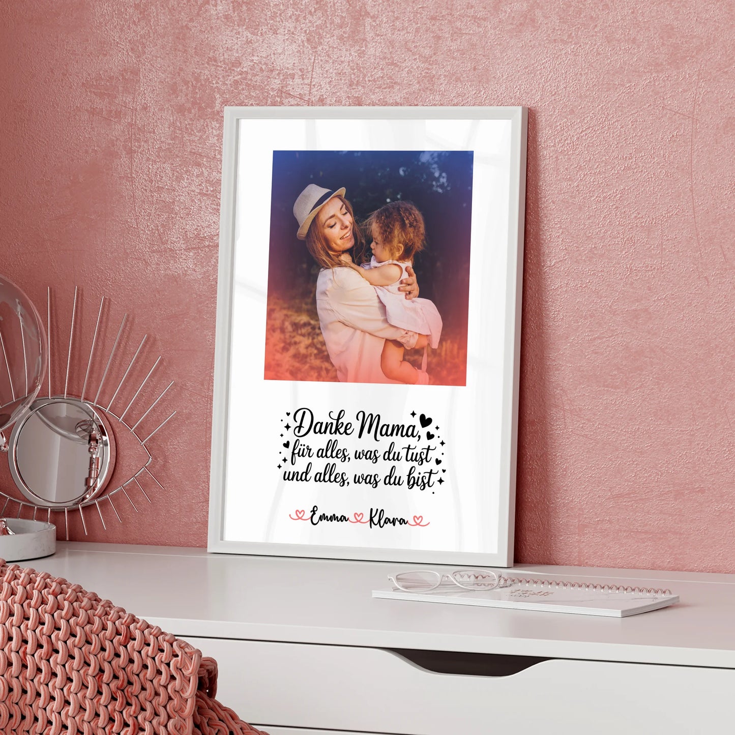 Poster Für Mama - Danke Mama für alles Mit Foto & Namen, Hintergrundbild & eigener Spruch