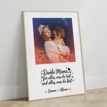 Poster Für Mama - Danke Mama für alles Mit Foto & Namen, Hintergrundbild & eigener Spruch
